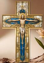 Kruis met glas in lood look, Ophalen of Verzenden, Nieuw, Overige typen, Christendom | Katholiek