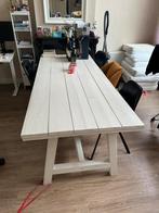 Witte houten Eettafel 210x90x76,5(hoog), Huis en Inrichting, 200 cm of meer, 50 tot 100 cm, Gebruikt, Rechthoekig