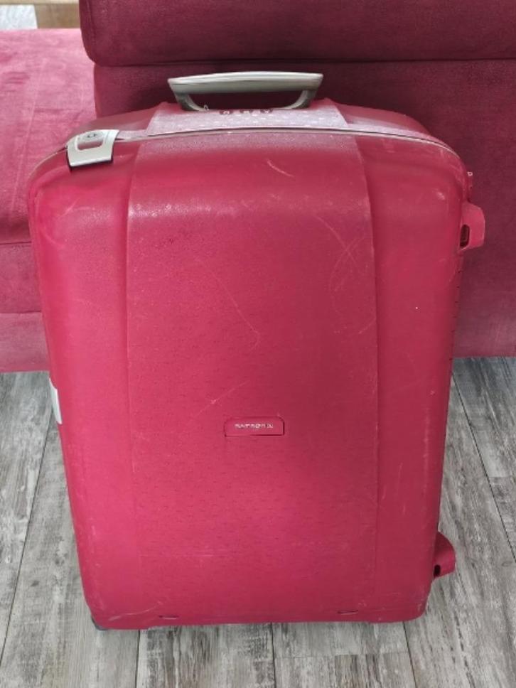Samsonite 4-wielen rood trolley koffer, sleutel cijferslot, Sieraden, Tassen en Uiterlijk, Koffers, Gebruikt, Hard kunststof, Ophalen