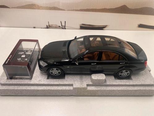 1:18 Motorhelix Mercedes-Benz S-Klasse S600L W221 ( Zwarte ), Hobby en Vrije tijd, Modelauto's | 1:18, Nieuw, Auto, Overige merken