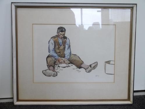 Fik Abbing aquarel, Huis en Inrichting, Woonaccessoires | Schilderijen, Tekeningen en Foto's, Gebruikt, Schilderij, Minder dan 50 cm