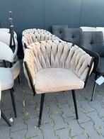 Beige velvet eetkamer stoelen 3 x, Huis en Inrichting, Stoelen, Ophalen, Zo goed als nieuw, Overige kleuren, Vijf, Zes of meer stoelen