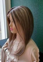 Full lace wig human hair 16 inch, Ophalen of Verzenden, Zo goed als nieuw, Pruik of Haarverlenging