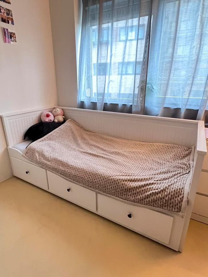 Ikea single to double bed, Huis en Inrichting, Slaapkamer | Bedden, Gebruikt, Tweepersoons, 160 cm, 200 cm, Hout, Wit, Ophalen