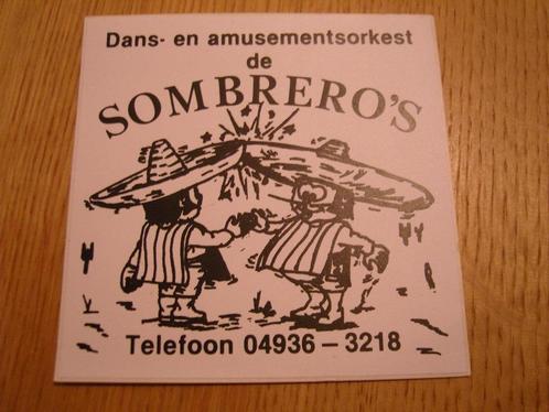 sticker Asten De Sombrero's Dans en amusementsorkest, Verzamelen, Stickers, Zo goed als nieuw, Bedrijf of Vereniging, Ophalen