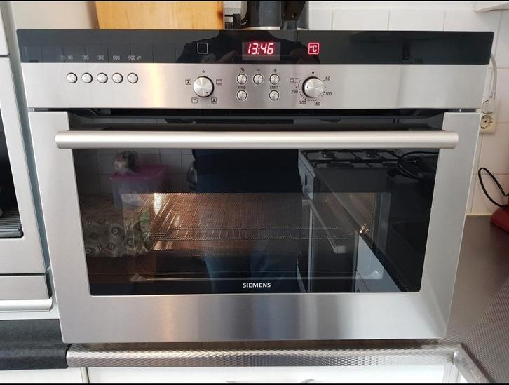 Mooie Siemens RVS inbouw combi magnetron met hetelucht oven., Witgoed en Apparatuur, Magnetrons, Zo goed als nieuw, Inbouw, Grill