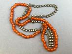 Vintage Zilveren Ketting en Carneool Kralen Etnisch, Sieraden, Tassen en Uiterlijk, Antieke sieraden, Ophalen of Verzenden, Zilver