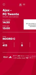 Twee kaarten ajax twente vak 413 rij 8, Twee personen, April