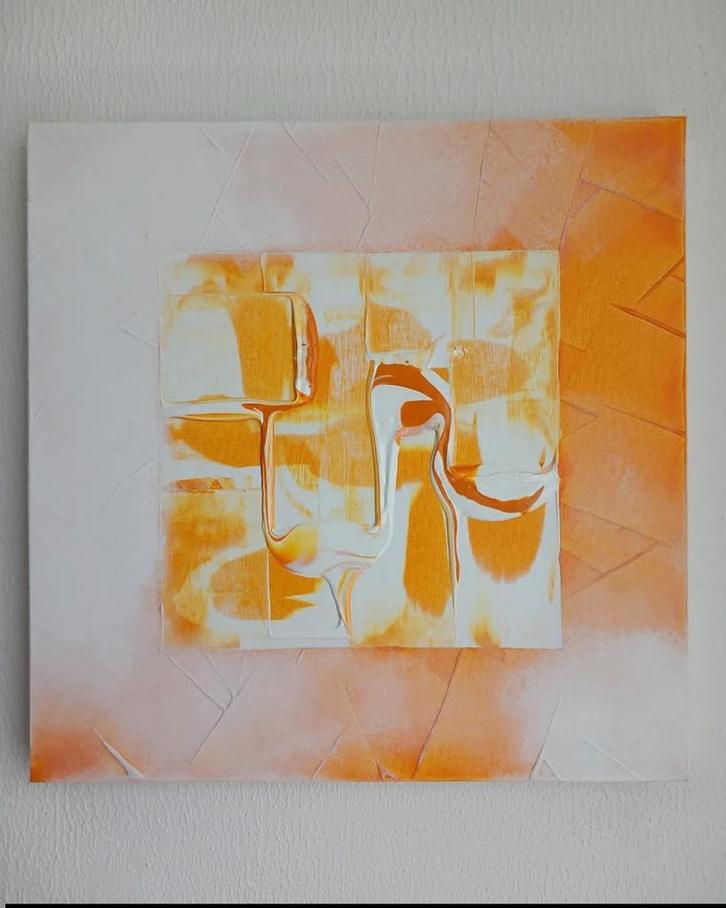 MELLOW YELLOW 50X50 CM, Antiek en Kunst, Kunst | Schilderijen | Abstract, Ophalen