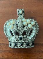 Vintage kroon broche met strass en parels, Sieraden, Tassen en Uiterlijk, Kettinghangers, Overige materialen, Gebruikt, Overige voorstellingen