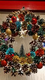 Handgemaakte kerstkrans met lichtjes, Diversen, Ophalen, Nieuw