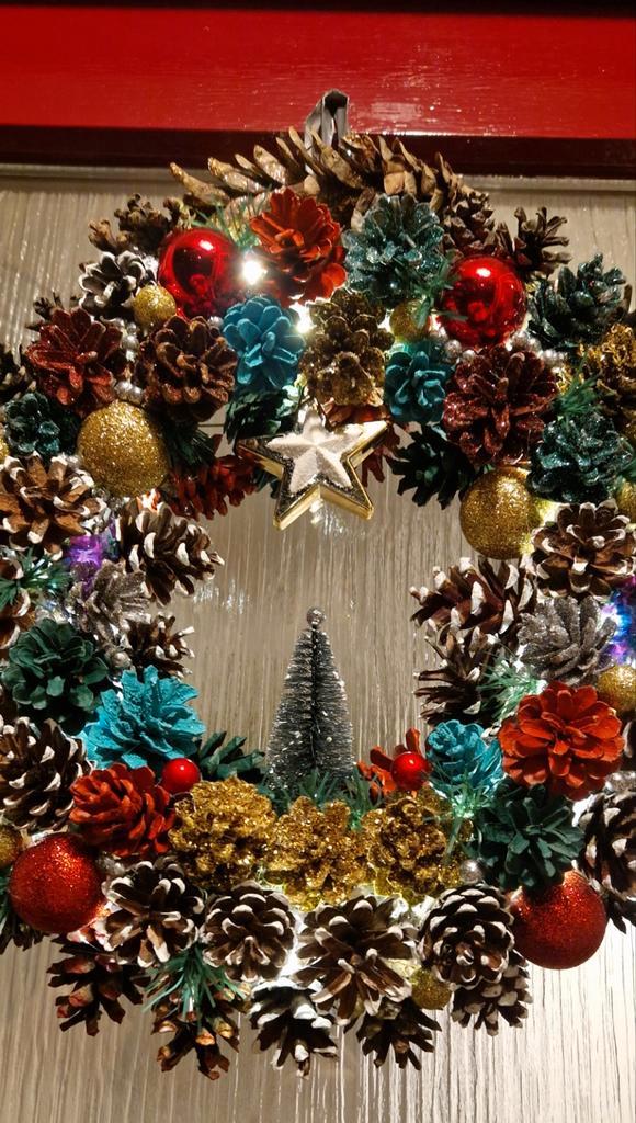 Handgemaakte kerstkrans met lichtjes, Diversen, Kerst, Nieuw, Ophalen