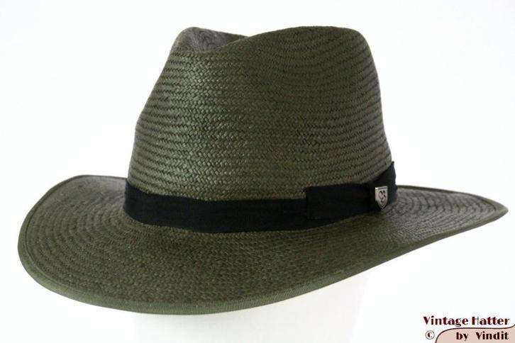 Stro gleufhoed Brixton Maddock donker groen 58 (M) Nieuw, Kleding | Heren, Hoeden en Petten, Nieuw, Hoed, 58 of 59 cm (L, 7¼ of ⅜ inch)