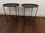 2 ronde zwarte bijzettafeltjes, Minder dan 55 cm, Zwart industrieel, Metaal of Aluminium, Rond