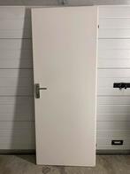 Witte opdekdeur 78x201,5 met klink, Doe-het-zelf en Verbouw, Minder dan 80 cm, Gebruikt, Ophalen, 200 tot 215 cm