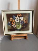 Brocante landelijk schilderij bloemen anomonen lente, Ophalen of Verzenden