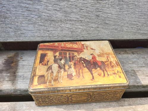 Vintage Koekjestrommel met Jachttafereel, Antiek en Kunst, Curiosa en Brocante, Ophalen of Verzenden