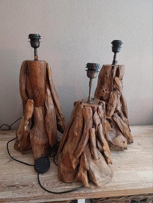 Teakhouten robuuste lampen nieuw, Huis en Inrichting, Lampen | Tafellampen, Nieuw, Minder dan 50 cm, Ophalen of Verzenden