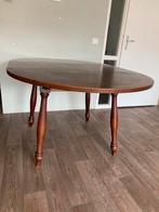 Ronde houten eettafel met uitklapbaar tussenblad, Huis en Inrichting, Tafels | Eettafels, Ophalen, Gebruikt, 100 tot 150 cm, Vintage, klassiek