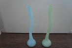 vazen set pastel glas vintage retro uniek, Ophalen, Overige kleuren, Minder dan 50 cm, Glas