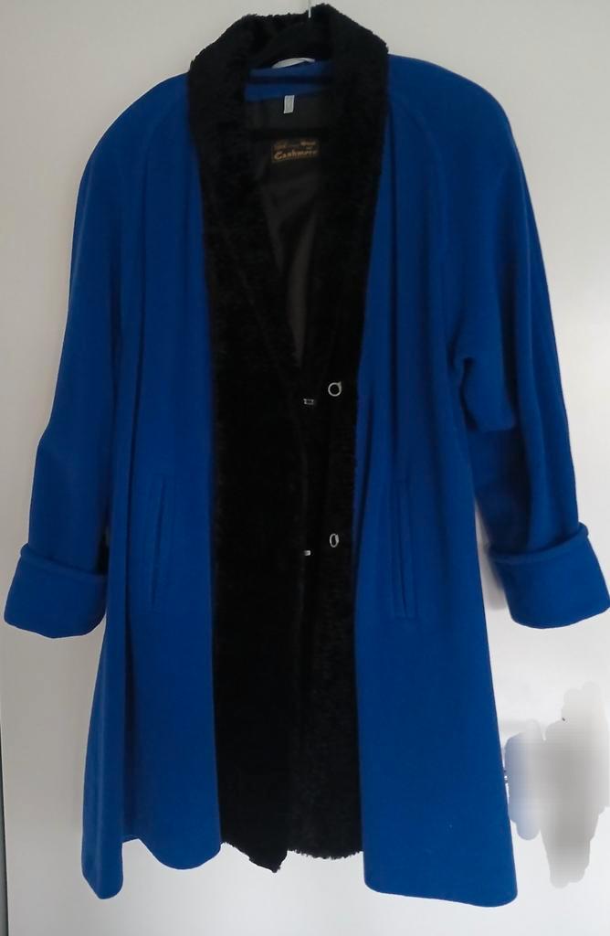 Wool & Cashmere vintage retro mantel jas kobalt  36 zgan, Kleding | Dames, Jassen | Winter, Zo goed als nieuw, Maat 36 (S), Blauw