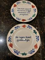 Twee borden met tekst, Gebruikt, Ophalen of Verzenden, Bord(en), Overige stijlen