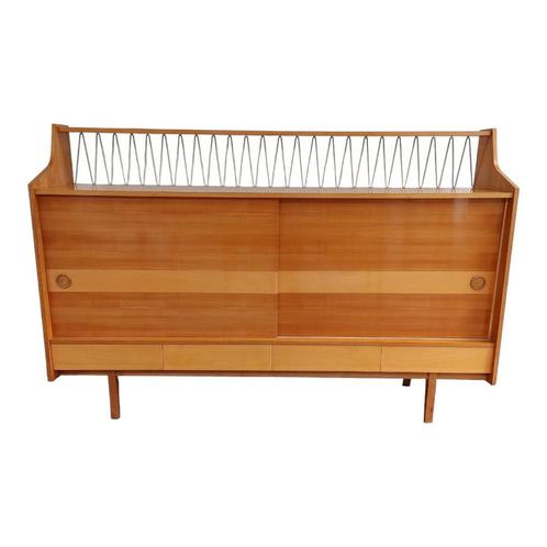 Groot mid century dressoir, sideboard, Huis en Inrichting, Kasten | Dressoirs, Gebruikt, 200 cm of meer, 25 tot 50 cm, Met lade(s)