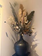 Zwarte Zuil met Vaas & Droogbloemen, Huis en Inrichting, Ophalen, Overige materialen, Zwart, Zo goed als nieuw