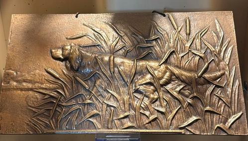 Mooie bronzen plaquettes met jachthonden tijdens de jacht., Antiek en Kunst, Antiek | Koper en Brons, Ophalen of Verzenden
