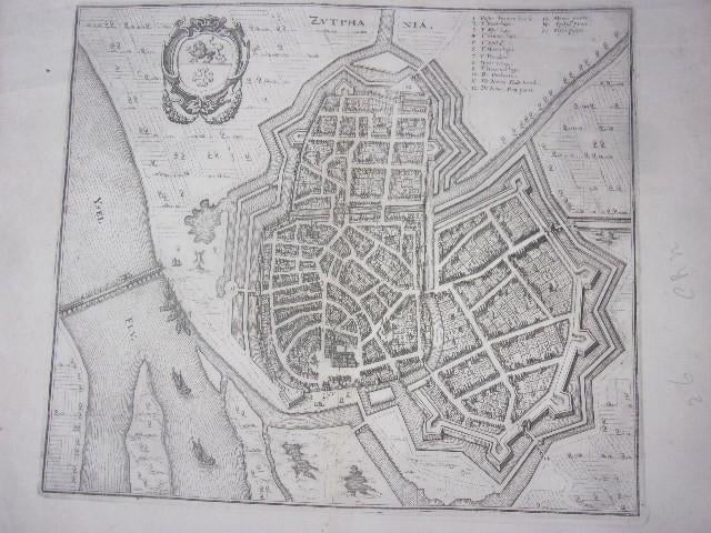 Zutphen. 'Zutphania' Plattegrond Merian ca. 1640, Ophalen of Verzenden