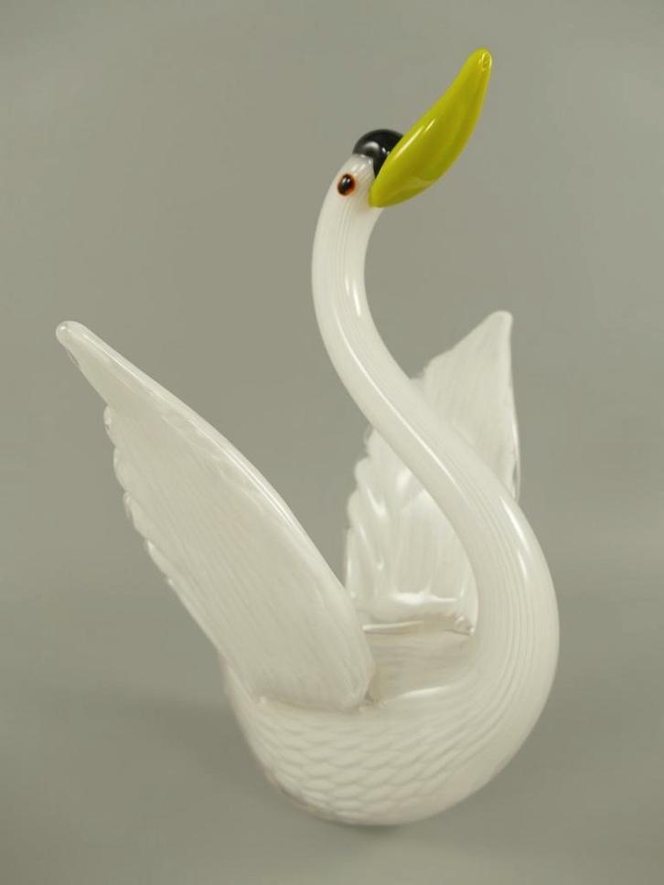 Murano Stijl Glazen Zwaan Beeld - Elegant Decoratie, Antiek en Kunst, Kunst | Designobjecten, Ophalen of Verzenden