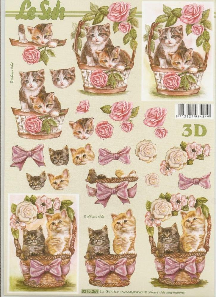 d5 knipvel le suh 8215.269 poezen, Hobby en Vrije tijd, Kaarten | Zelf maken, Nieuw, Knipvel, Dieren, Ophalen of Verzenden