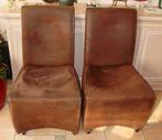 2 eetkamerstoelen op wielen met handgreep lederlook, Ophalen, Overige materialen, Gebruikt, Twee