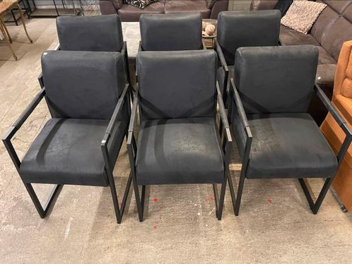6 grijs suede eetkamerstoelen metalen frame - Nieuw!, Huis en Inrichting, Stoelen, Nieuw, Grijs, Ophalen