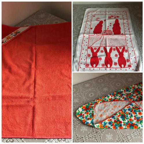 Vintage handdoek + baby capes retro, Huis en Inrichting, Badkamer | Badtextiel en Accessoires, Gebruikt, Handdoek, Rood, Ophalen of Verzenden