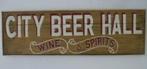 Vintage houten bier reclame bord / etalage / cafe pub kroeg, Ophalen of Verzenden, Zo goed als nieuw, Reclamebord