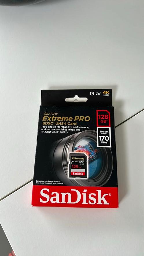 SanDisk Exrteme PRO 128 GB, Audio, Tv en Foto, Fotografie | Geheugenkaarten, Nieuw, MicroSDXC, 128 GB, Fotocamera, Verzenden