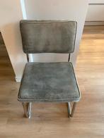 Ribstoel (4stuks) antraciet met stalen frame, Huis en Inrichting, Stoelen, Ophalen, Gebruikt, Vier, Stof