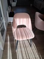 Vier Velours Stof  Roze  Eethoekstoelen, Huis en Inrichting, Stoelen, Overige kleuren, Verzenden, Zo goed als nieuw, Metaal