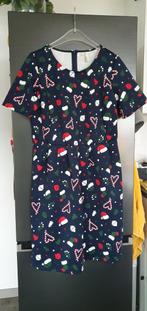 Nieuwe Kerstjurk met print, maat L, Blauw, Maat 42/44 (L), Nieuw, Ophalen of Verzenden