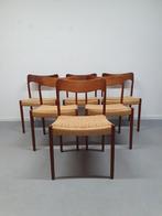 Design stoel 6 st. Korup vintage teak/papercord Mid-Century., Huis en Inrichting, Stoelen, Ophalen