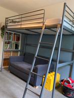 Stoere, metalen hoogslaper 90 x 200, Huis en Inrichting, Slaapkamer | Stapelbedden en Hoogslapers, Ophalen, Gebruikt, Eenpersoons