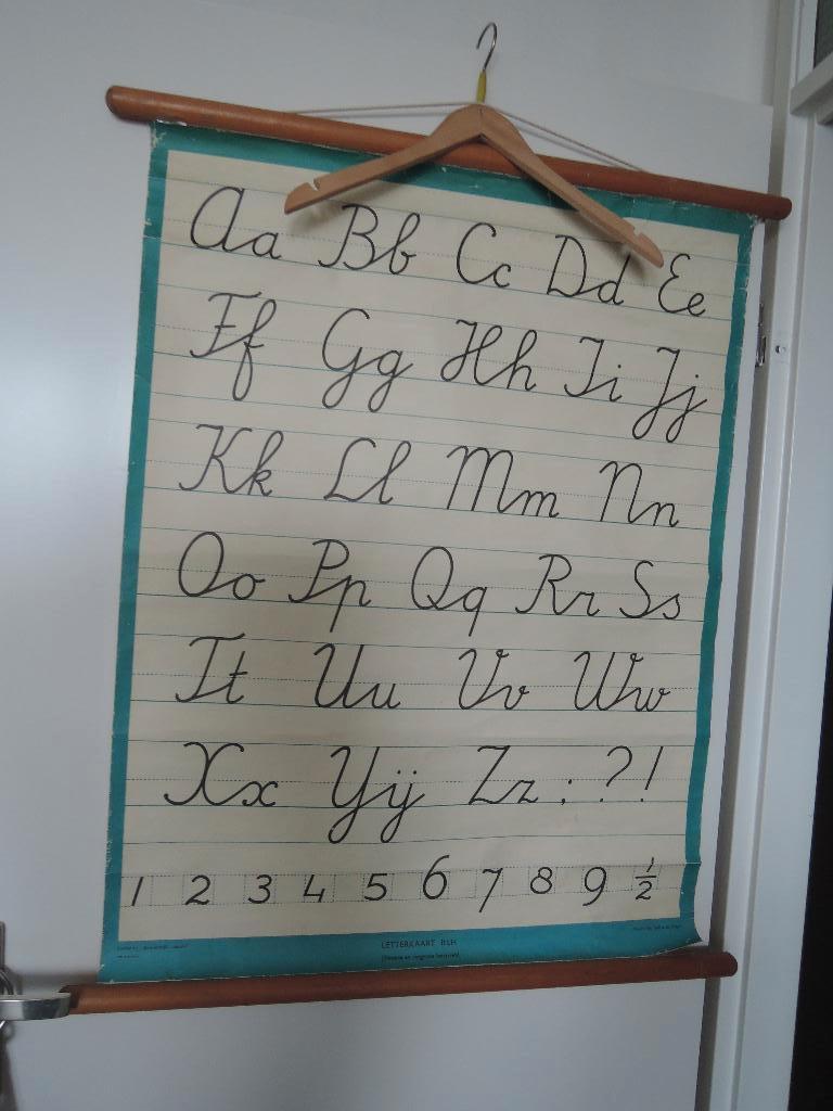 Originele vintage schoolplaat / letterkaart, Antiek en Kunst, Antiek | Schoolplaten, Ophalen of Verzenden, Overige thema's