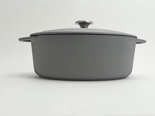 Vivo grijze ovale gietijzeren pan, Huis en Inrichting, Keuken | Potten en Pannen, Nieuw, Koekenpan of Braadpan, Gietijzer, Inductieplaat