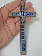 Antiek micro mozaïek crucifix Jezus, Ophalen of Verzenden