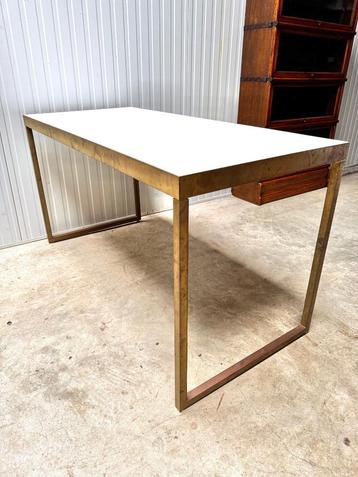 gepatineerd MESSING BUREAU of EETTAFEL tafel L135xB60xH70 beschikbaar voor biedingen