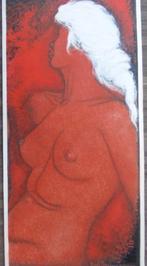 Olieverf schilderij "Naakte vrouw met wit haar" B.Denneboom, Ophalen of Verzenden