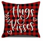 Nieuw kussenhoezen 45 - 45 cm. Hugs & Kisses., Huis en Inrichting, Ophalen of Verzenden, Nieuw, Rood, Vierkant