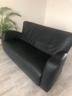 Zwart leren 2,5 zitsbank, Ophalen, Gebruikt, Driepersoons, Modern/neutraal.