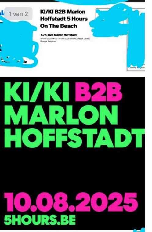 2x Marlon Hoffstadt Kiki On The Beach 5 Hours Zeebrugge, Tickets en Kaartjes, Evenementen en Festivals, Twee personen